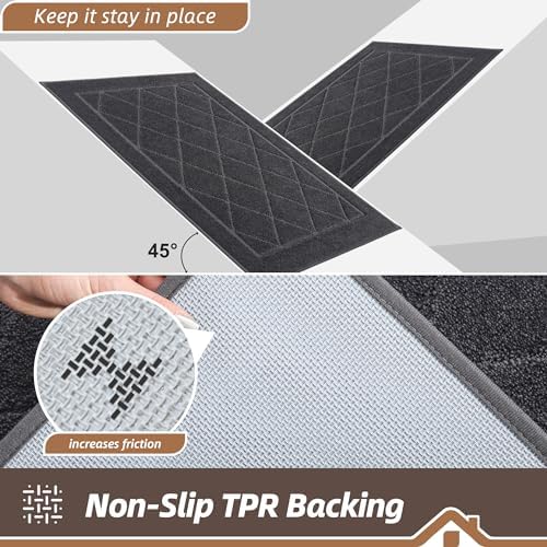 BEQHAUSE Dirt Trapper Door Mat 36" x 60", Doormat Non-Slip, Dark Grey - Image 5