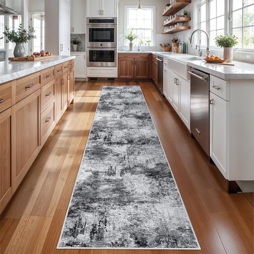 3x14 ft Long Hallway Runner Rug: Modern Abstract Washable Non-Slip Kitchen - Image 3