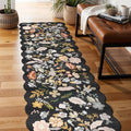 Extra Long Hallway Runner Rug: Washable Floral 2.6x25 Carpet Runner Black by BYYVOORugsforYourHome