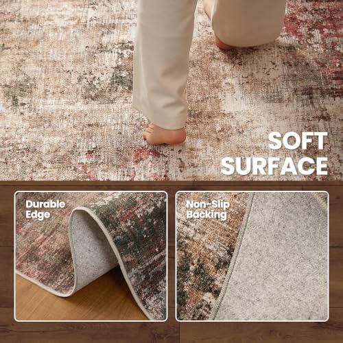 5x7 Rust Red Multi Washable Area Rug - Image 4