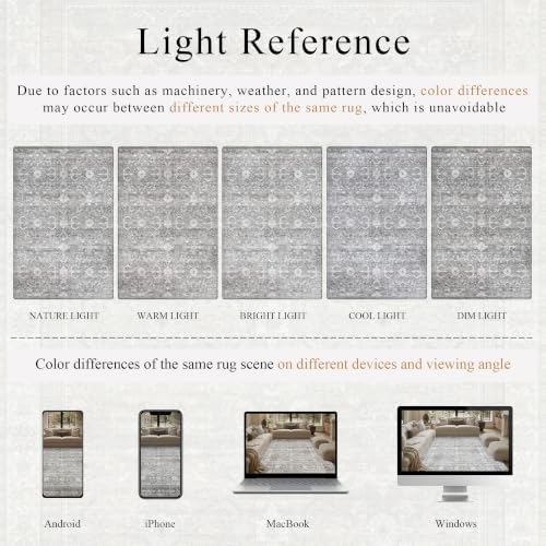 Schweek 9x12 Area Rug Grey Washable Living Room Rugs Distressed Vintage Rug - Image 6