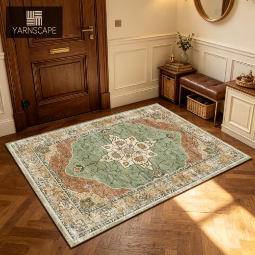 YARNSCAPE 3' x 5' Machine Washable Area Rug, Non-Slip Low-Pile Carpet - Image 3