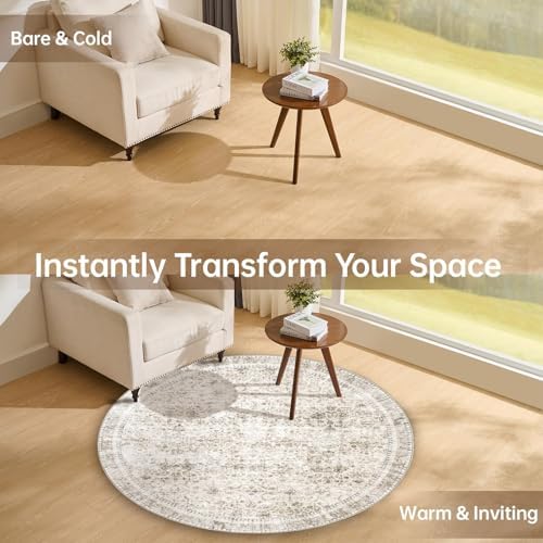 Sasttie Round Rug 4ft, Ultra-Soft Washable Rug - Image 2