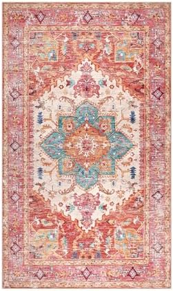 Yamaziot Washable Area Rug for Bedroom, 3x5 Non-Slip Boho Entryway Rug - Image 2