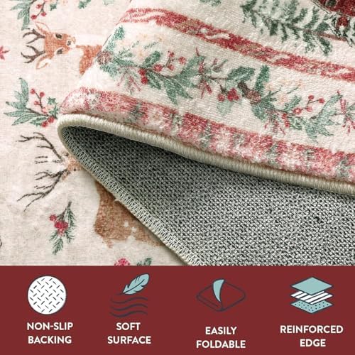 Lahome Christmas 5x7 Rugs for Living Room, Christmas Tree Santa Claus Soft - Image 4