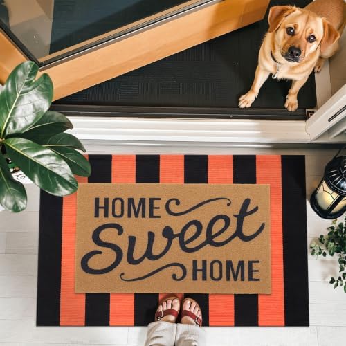 OLANLY Orange and Black Striped Rug 2'4" x 3'7" - Image 2
