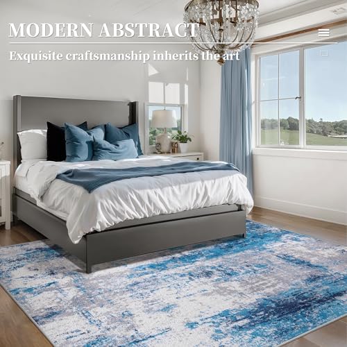 Ciicool 5x7 Area Rugs for Living Room, Modern Abstract Washable Carpet Blue - Image 2