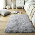 Tie-Dye Light Grey Shag Rug, Washable Non Slip Fluffy Kids Carpet by KICHOWUA