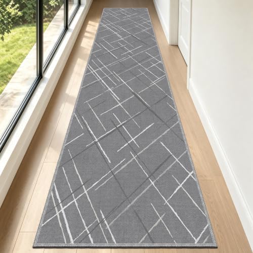 Gray Runner Rug Ultra Non-Slip 2x10 Long Hallway Rugs Washable Modern Tear and by TTelephant