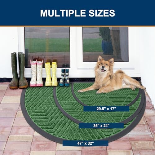 Smiry Half Circle Front Door Mat Outside Entrance, Rubber Doormat - Image 2