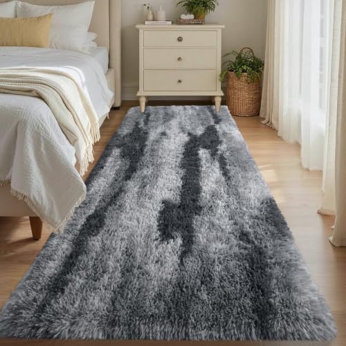 Noahas 2x6 Grey Fluffy Soft Runner Rug Non-Slip by ModernHomeDecor