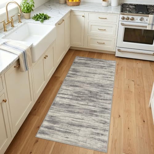 KOZYFLY Kitchen Runner Rug for Hallway Modern Runner Rug 2x5 Grey Beige - Image 2