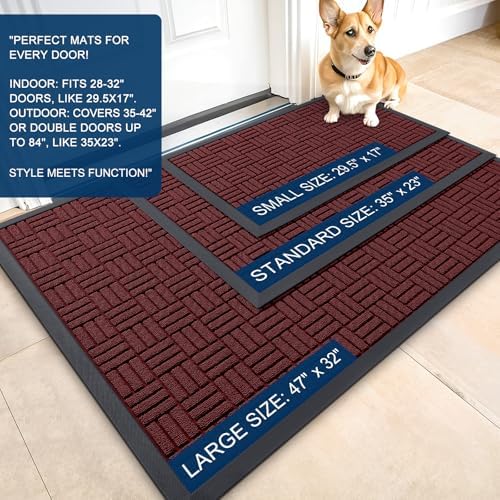 OLANLY Front Door Mat Outside Entrance 33x21, Heavy-Duty Rubber Doormat - Image 2