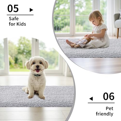 Disolla Silver Grey Bathroom Rugs 24x48, Non-Slip Plush Thick Bath Mat - Image 6