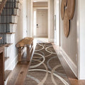Rugshop Wavy Circles Modern Jute Backing Runner Rug Brown 2'7" x 12' by Rugshop