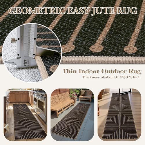 Lahome Black 2x8 Kitchen Runner, Modern Geometric Runner Rug Non Slip - Image 4
