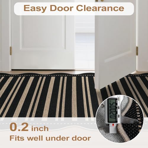 Striped Easy Jute Runner Rug, 2x6 Kitchen Rug Non Slip Washable Outdoor Runner - Image 6