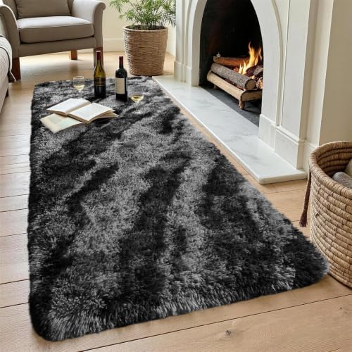 Noahas 2x10 Black Fluffy Soft Runner Rug Non-Slip - Image 4