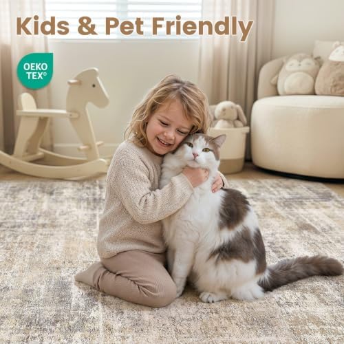 cotiled 9x12 Area Rug for Living Room, Abstract Washable Carpet - Image 4