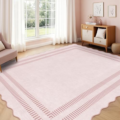 Pink Rugs for Living Room 8x10, Solid Machine Washable Area Rugs for Bedroom - Image 7