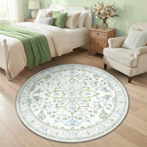 RELEANY Washable Area Rug, Round 4ft by RELEANY