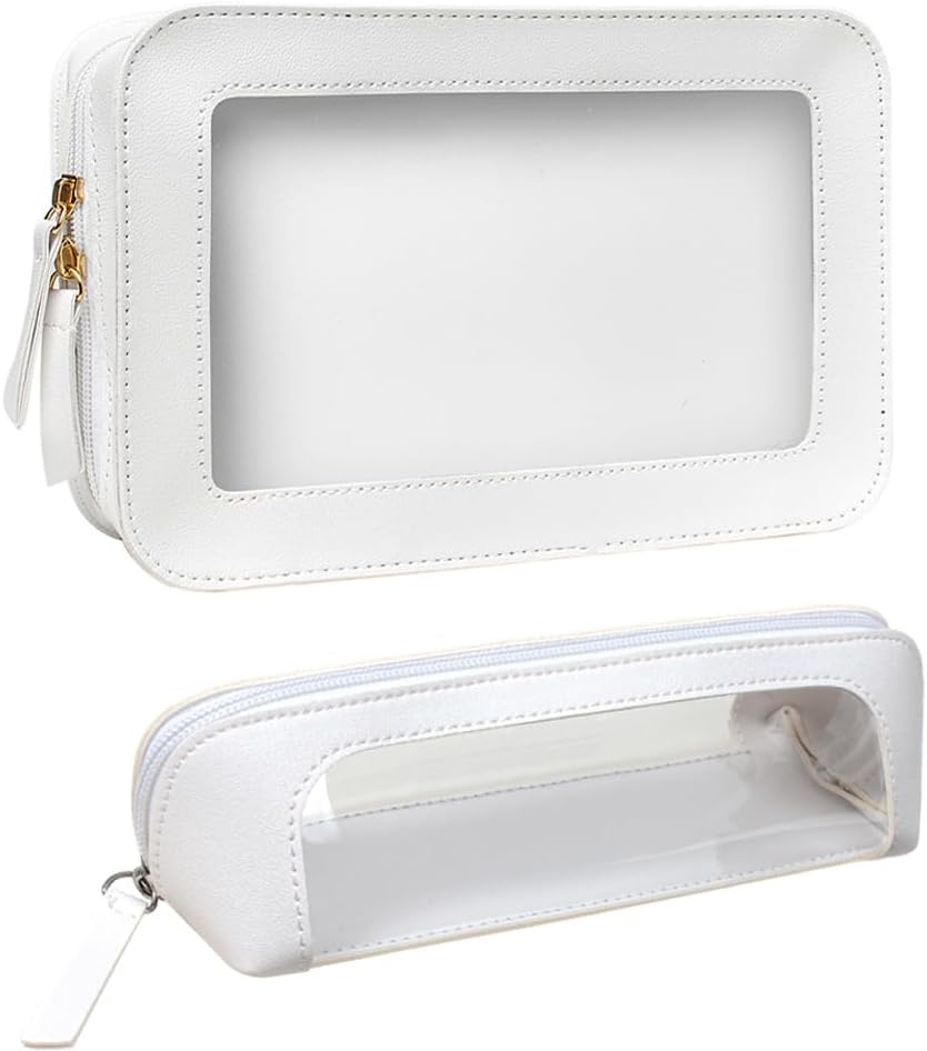 Clear Makeup Bag Small, TSA Approved Portable Toiletry Bag with Zipper Cosmetic Travel Bag Makeup Organizer Case Mini Makeup Pouch for Purse Car Organizer Bag for Women Men