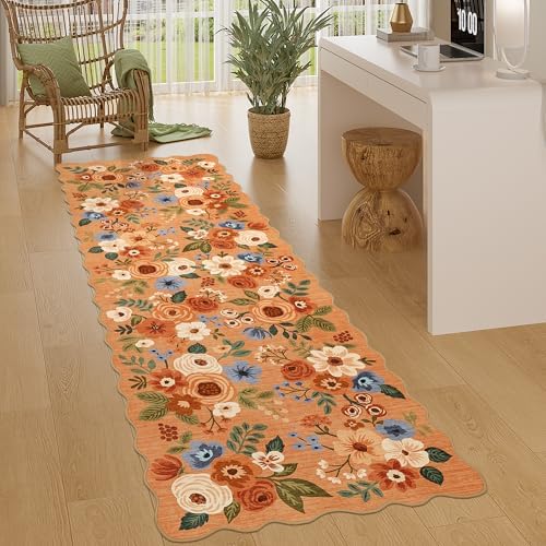 DUKINO 2.6x8 Runner Rug, Floral Washable Kitchen Rugs Non Slip - Image 3