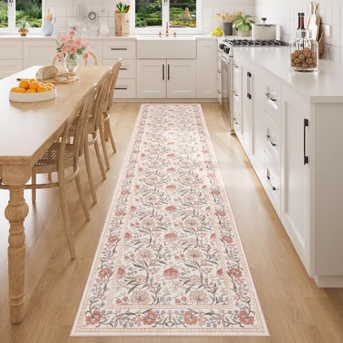 DUKINO 2x8 Runner Rug, Washable Vintage Floral Kitchen Rugs by DUKINO