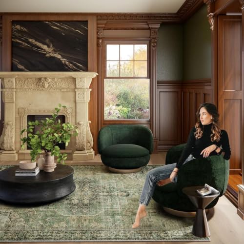 5x7 Area Rugs for Living Room: Washable Bedroom Rug Boho Vintage Rugs Stain - Image 5