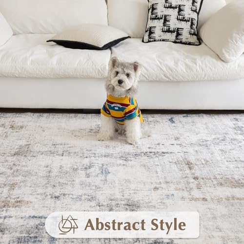 FMFUNCTEX 4x6 Washable Brown Neutral Abstract Modern Area Rug - Image 3