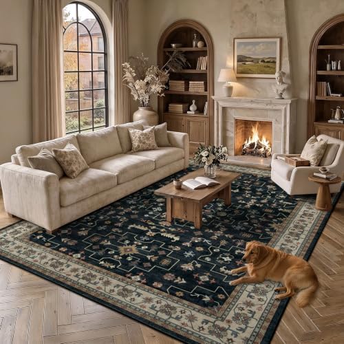 Rugflix Black Farmhouse Washable 6x9 Area Rugs - Image 2