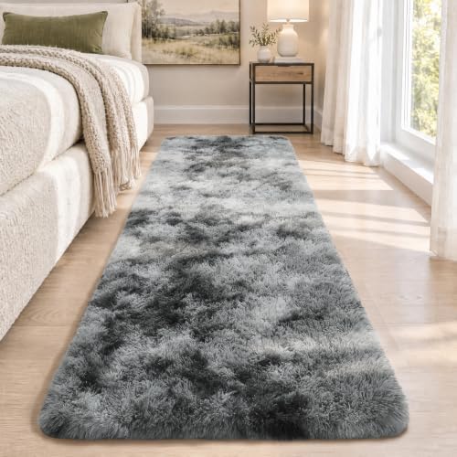 Ophanie Tie-Dyed Grey Area Rugs 2x6 by Ophanie