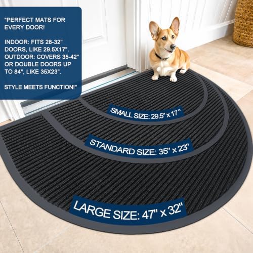 OLANLY Half Circle Front Door Mat 47x23, Waterproof Heavy-Duty Doormat - Image 2