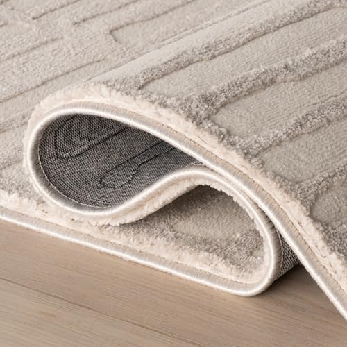 nuLOOM Kailani Cream/Grey Abstract Washable Area Rug - Image 6