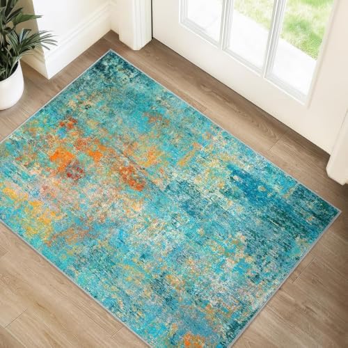 RELEANY Washable 2'x3' Abstract Area Rug by RELEANY