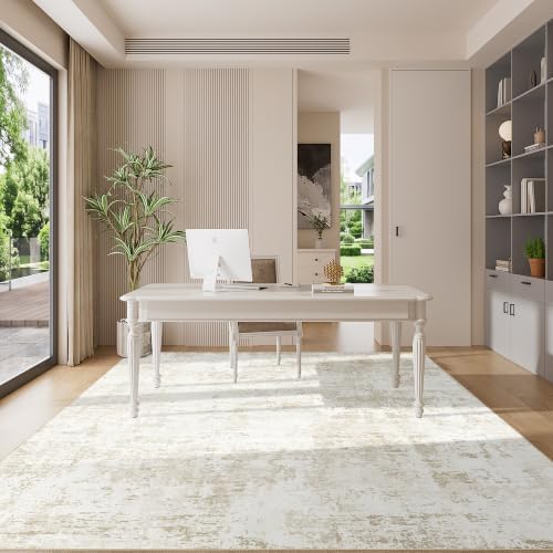 DUKINO 5x7 Area Rug for Living Room Soft Washable Abstract Rug, Camel Beige - Image 5