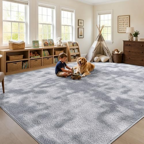 7x10 Large Tie-dye Light Grey Area Rug Washable Non-Slip - Image 3