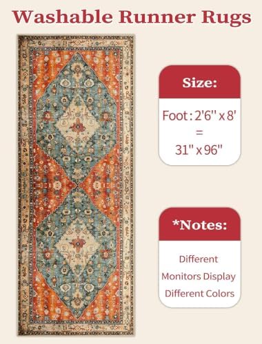 SERISSA 2'6"x8' Washable Non Slip Boho Runner Rug - Image 5