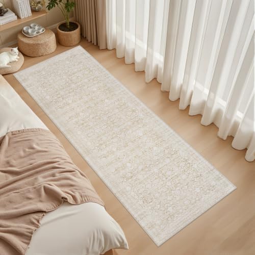 3x14 Hallway Washable Runner Rug: Kitchen Carpet Natural Beige - Image 3