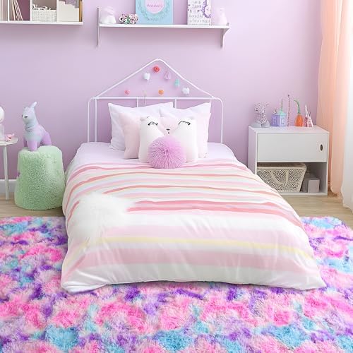 Tepook Pink Blue Purple Fluffy 8x10 Area Rug - Image 4