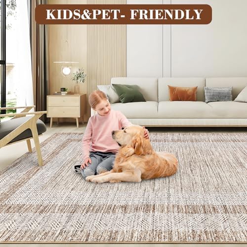 GarveeHome 8x10 Large Washable Area Rug Solid Distressed Floor Carpet - Image 5