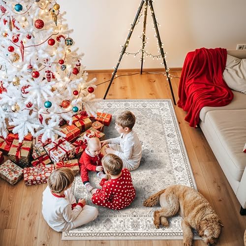 3x5 Living Room Area Rugs: Vintage Washable Non-Slip Rug - Image 2