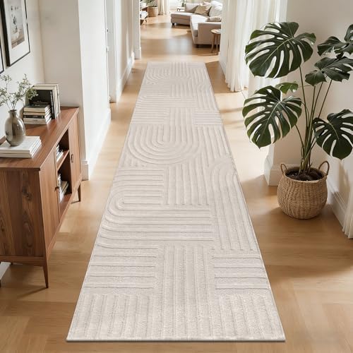 SHACOS Soft Cozy Fluffy Arch Pattern High-Low Pile Runner Rugs 2'x8' Non Slip by SHACOS