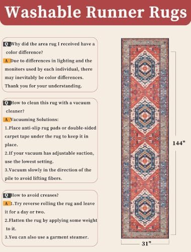 SERISSA 2'6"x12' Washable Non Slip Boho Runner Rug - Image 6