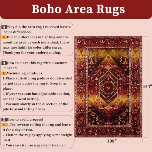 SERISSA 9x12 Washable Non Slip Boho Area Rug - Image 2