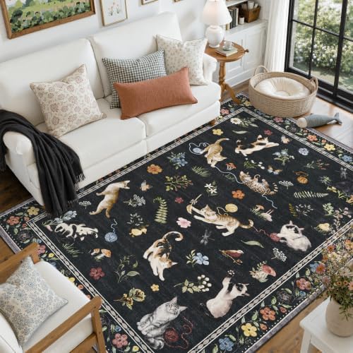 DCX Washable 6x9 Cat Rug for Living Room by DCXWashableRug