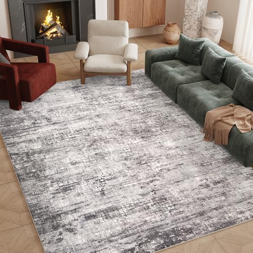 8x10 Black Gray Washable Area Rug by Unknown