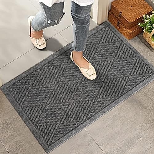 HIYARD Sturdy Front Door Mat, Absorbent Muddy Dirt Resist Welcome Door Mats by HIYARD