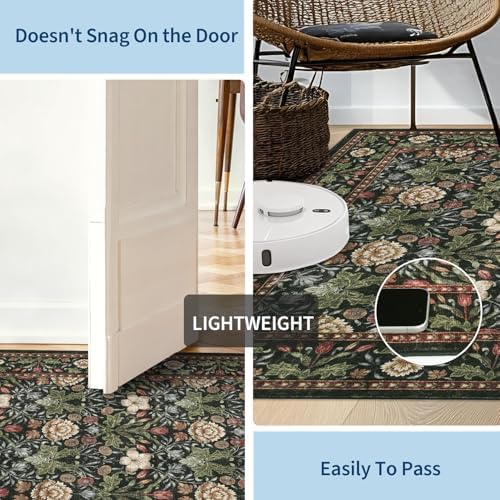GarveeHome Washable Area Rug 6x9, Soft Vintage Floral Bedroom Rug Non Slip Low - Image 5