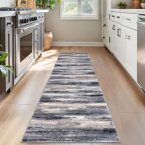 Lansny Abstract Washable 2x7 Runner Rug Non Slip Runners - Image 2